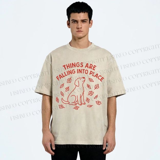 Unisex Things Are Falling Into Place Printed Washed Tee