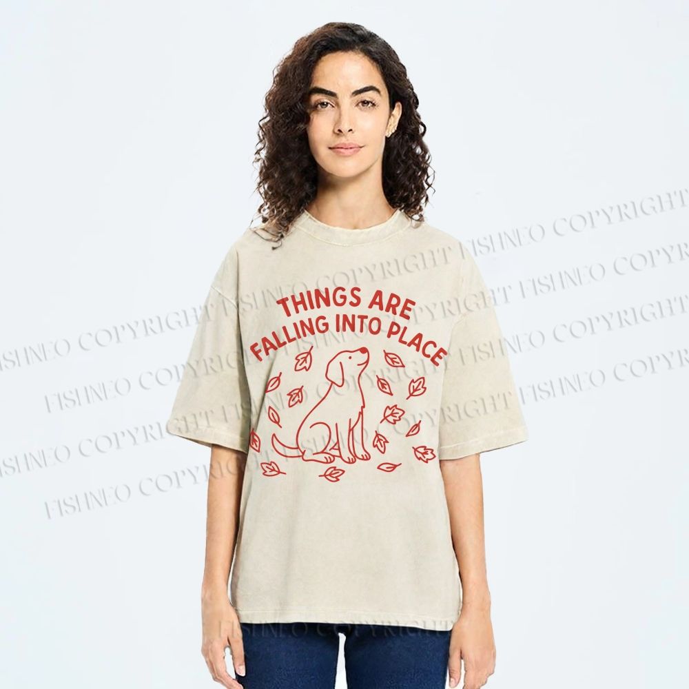 Unisex Things Are Falling Into Place Printed Washed Tee