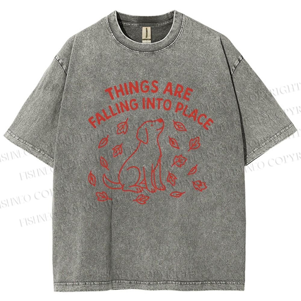 Unisex Things Are Falling Into Place Printed Washed Tee