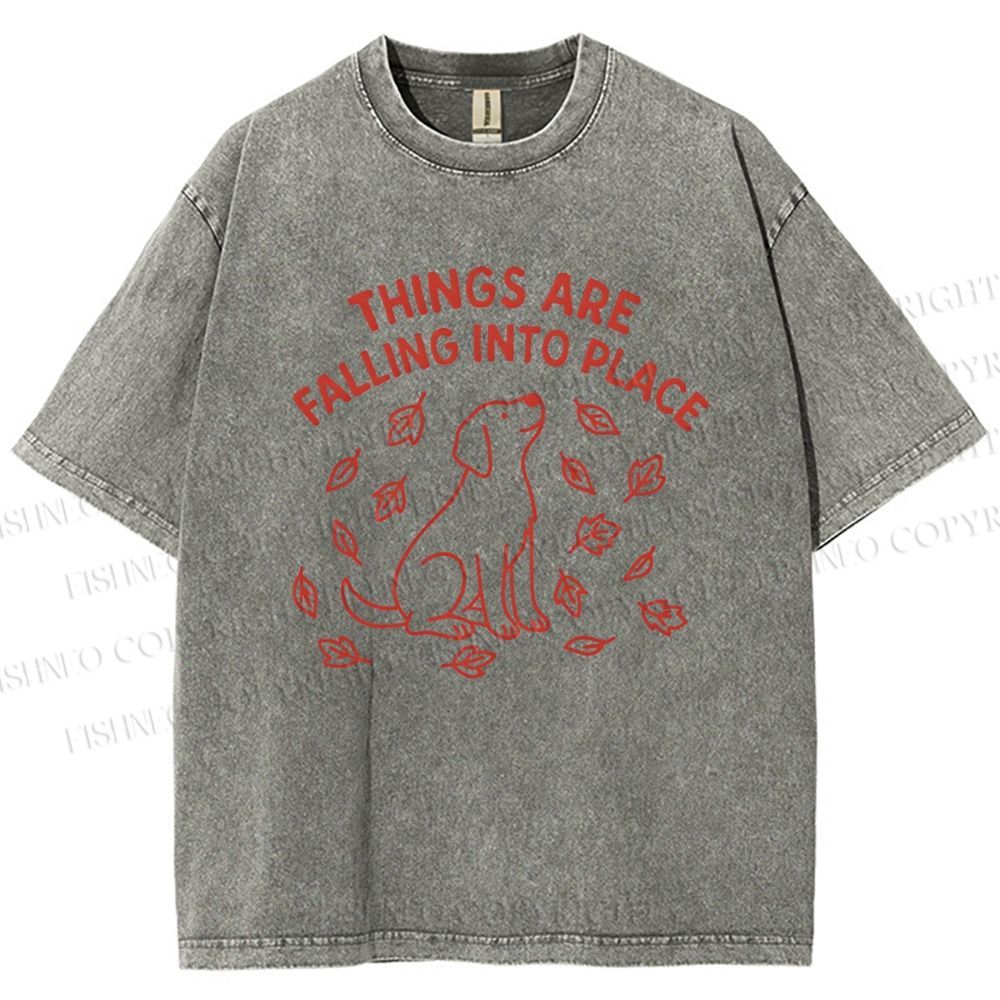 Unisex Things Are Falling Into Place Printed Washed Tee
