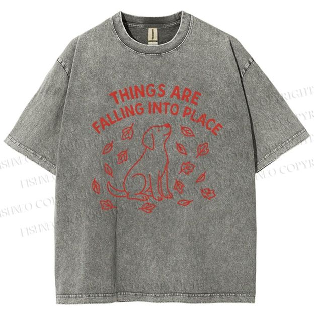 Unisex Things Are Falling Into Place Printed Washed Tee
