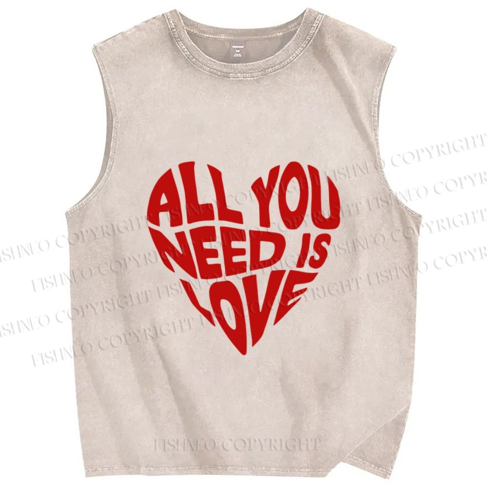 Unisex All You Need is Love Printed Washed Tank Top