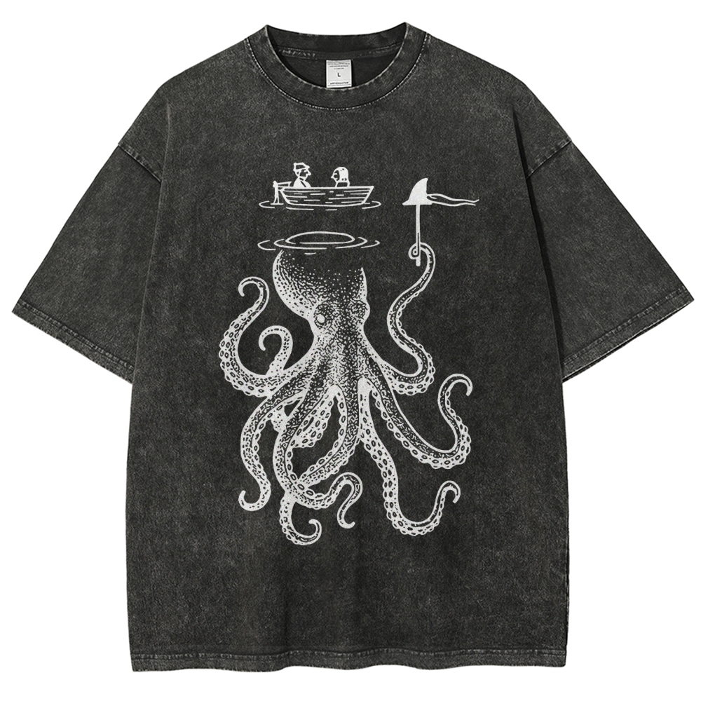 Octopus Disguised As Shark Washed T-Shirt