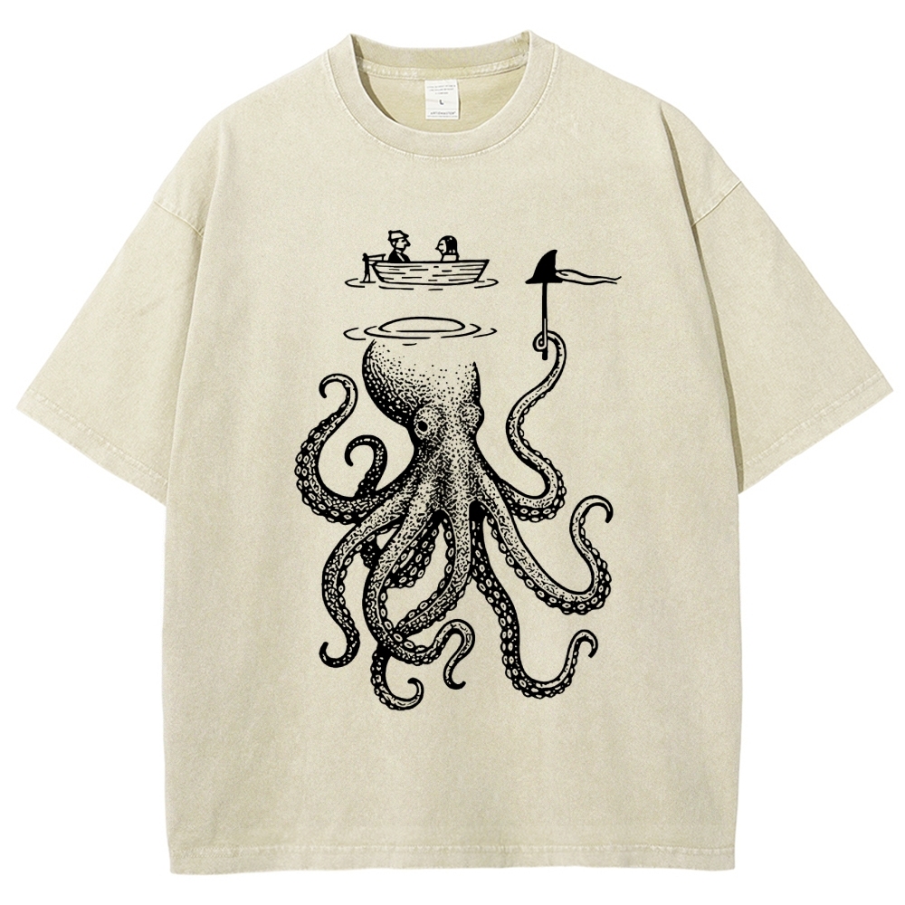 Octopus Disguised As Shark Washed T-Shirt