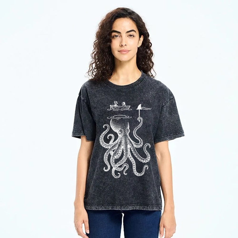 Octopus Disguised As Shark Washed T-Shirt