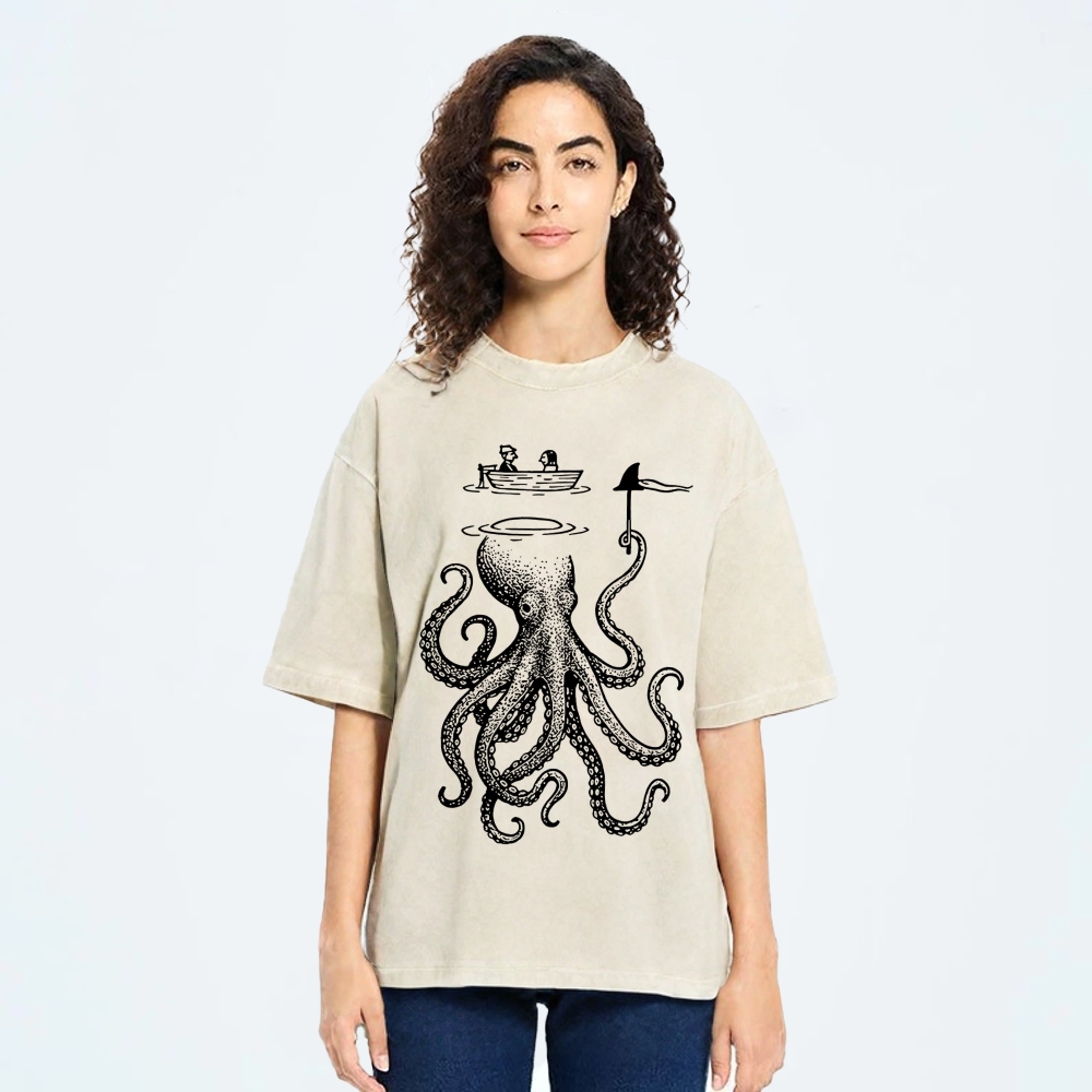 Octopus Disguised As Shark Washed T-Shirt