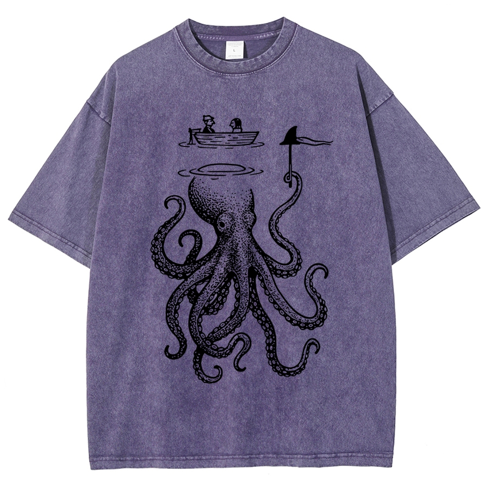 Octopus Disguised As Shark Washed T-Shirt
