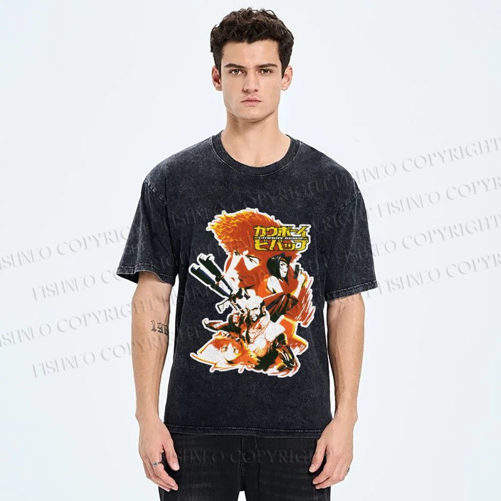 Unisex Cowboy Bebop Printed Washed Tee