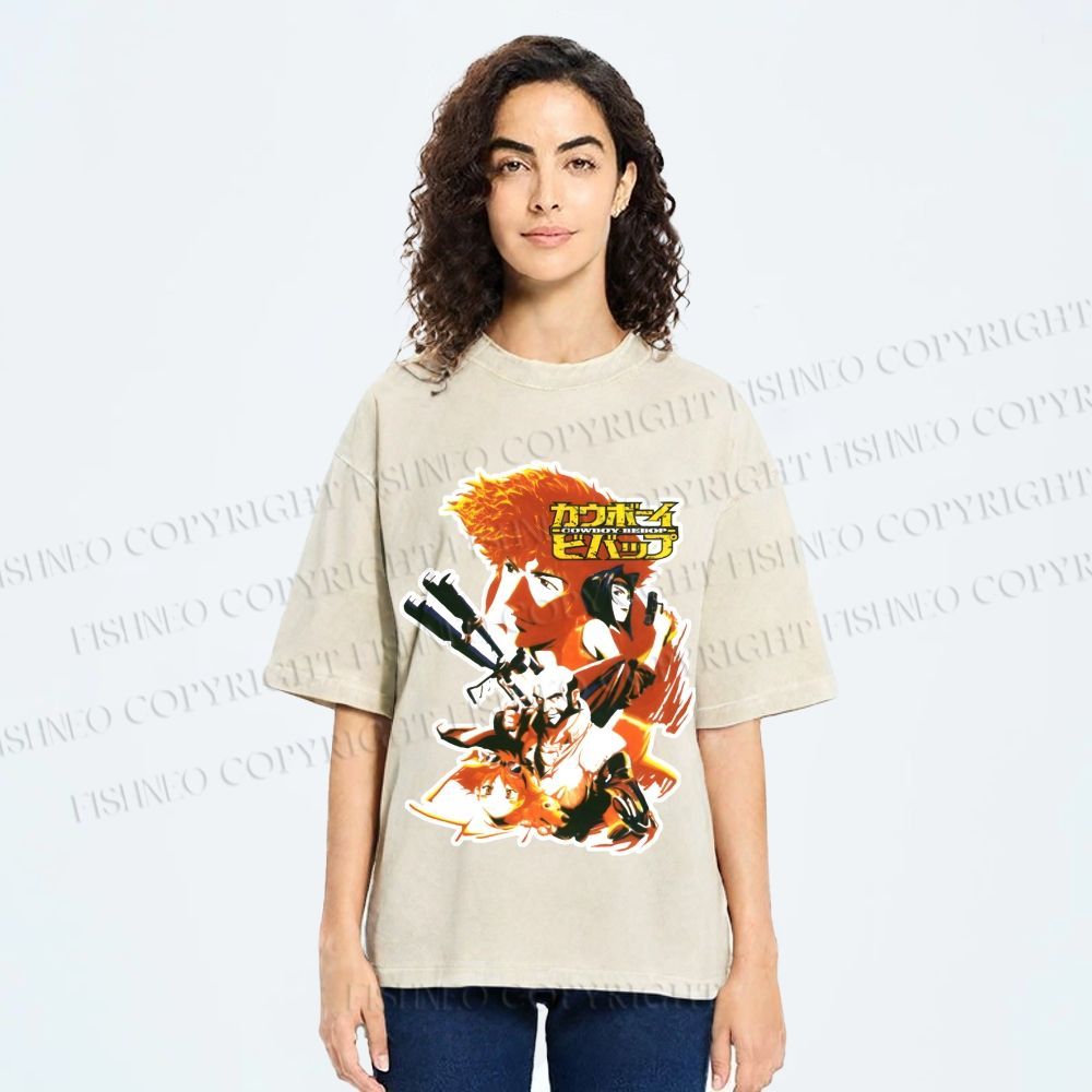 Unisex Cowboy Bebop Printed Washed Tee