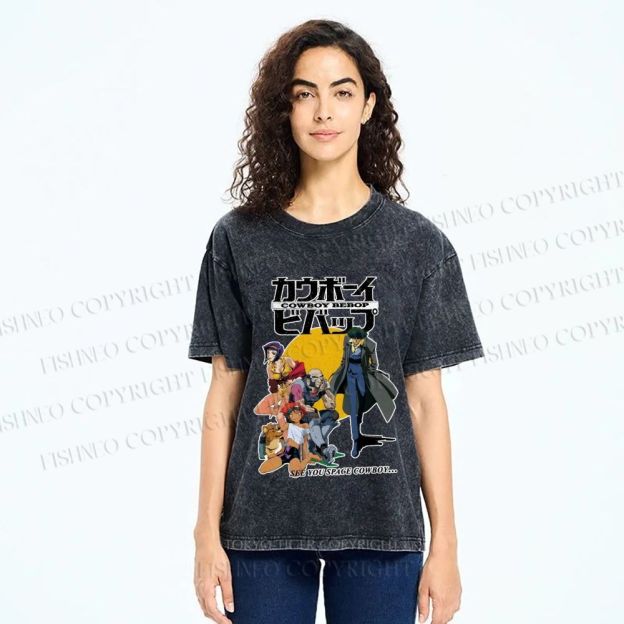 Unisex Cowboy Bebop Printed Washed Tee