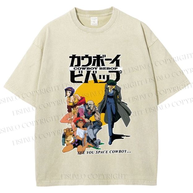 Unisex Cowboy Bebop Printed Washed Tee