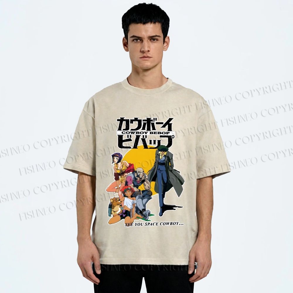 Unisex Cowboy Bebop Printed Washed Tee