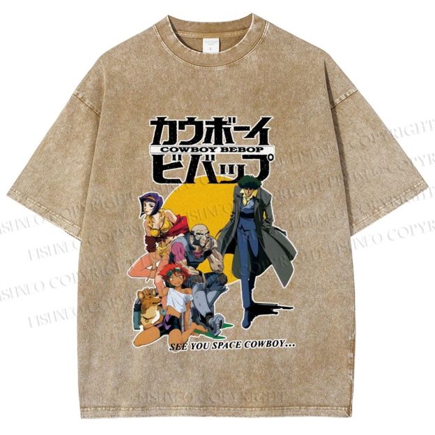 Unisex Cowboy Bebop Printed Washed Tee