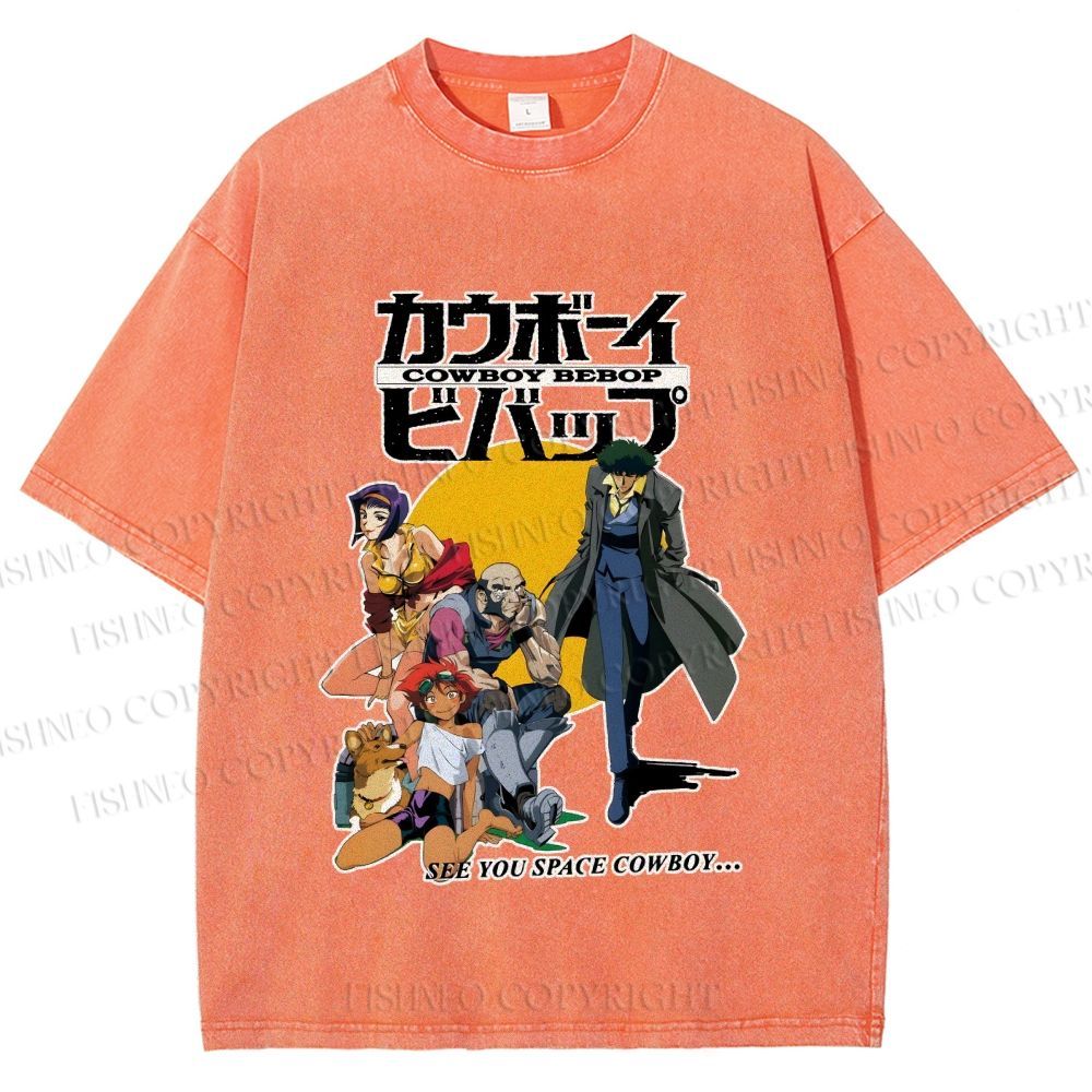 Unisex Cowboy Bebop Printed Washed Tee