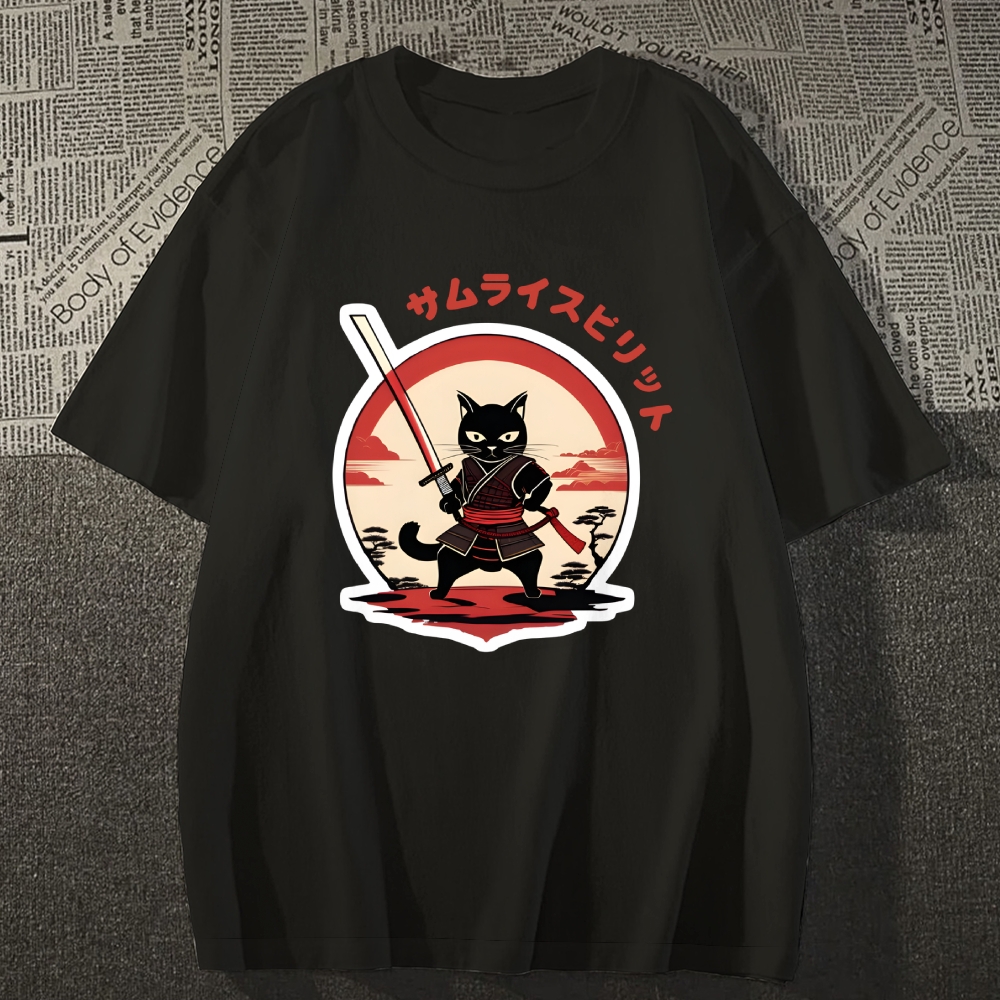 Japanese Cat Samurai Men's Classic Cotton T-Shirt