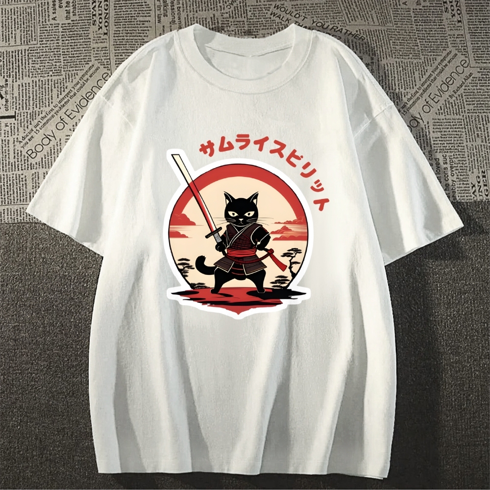 Japanese Cat Samurai Men's Classic Cotton T-Shirt