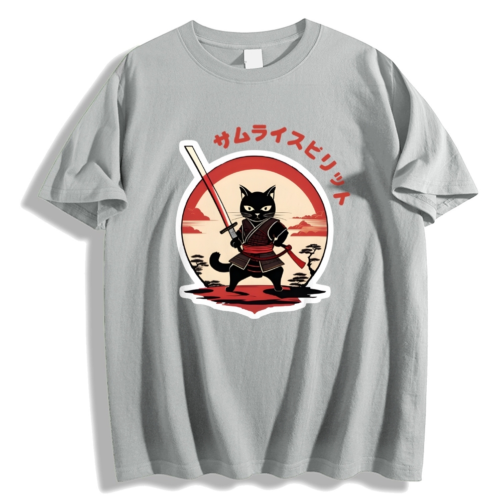 Japanese Cat Samurai Men's Classic Cotton T-Shirt