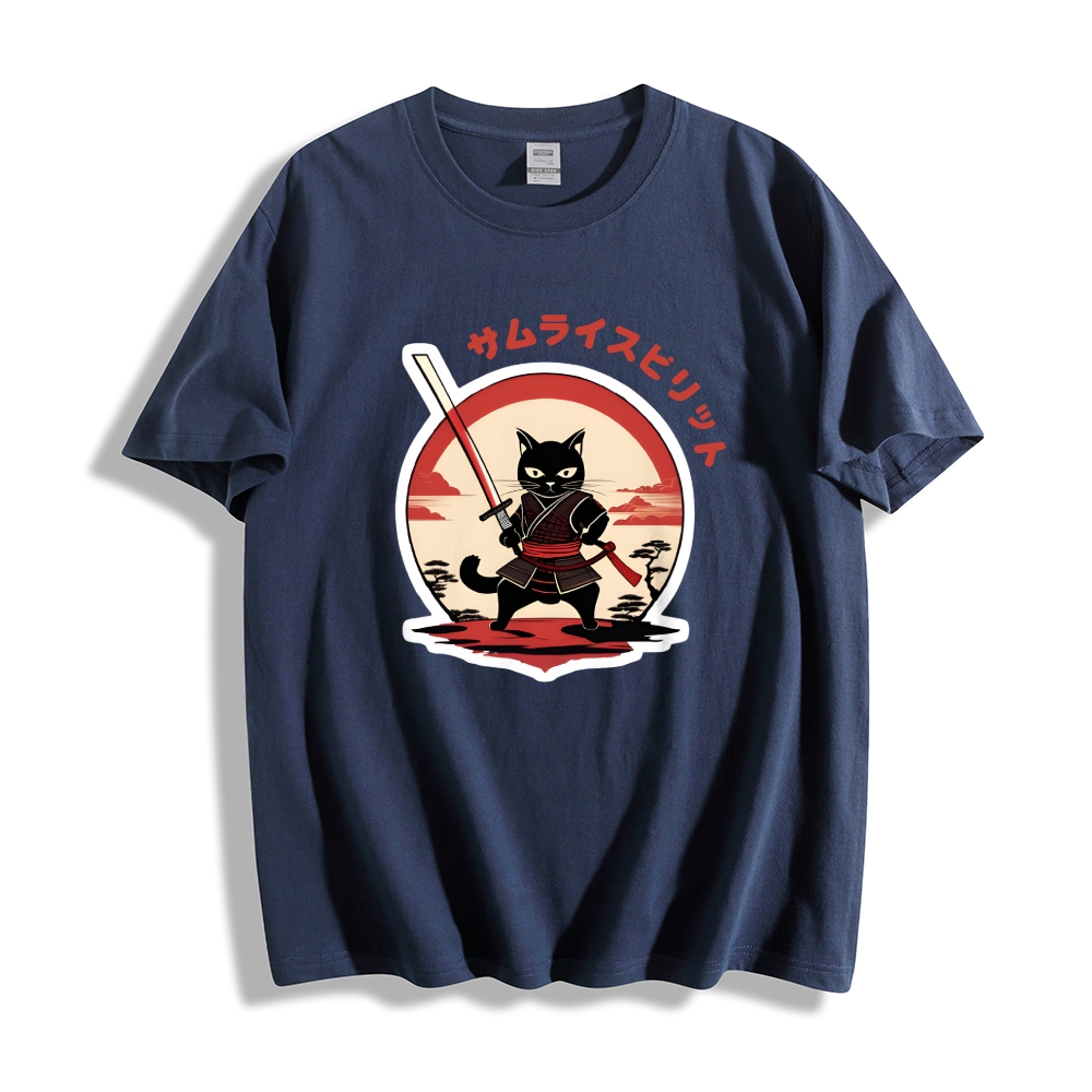Japanese Cat Samurai Men's Classic Cotton T-Shirt
