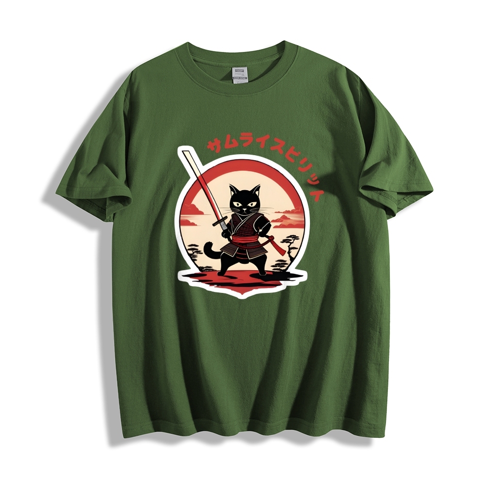 Japanese Cat Samurai Men's Classic Cotton T-Shirt