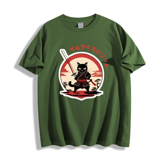 Japanese Cat Samurai Men's Classic Cotton T-Shirt
