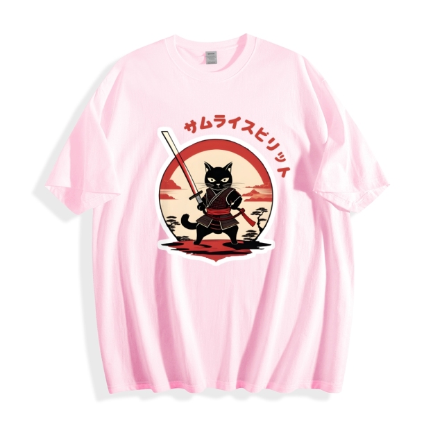 Japanese Cat Samurai Men's Classic Cotton T-Shirt