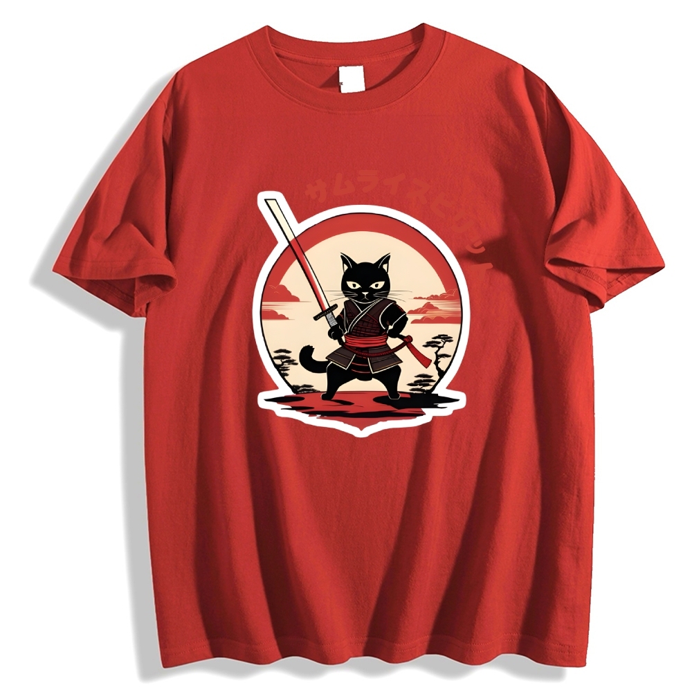 Japanese Cat Samurai Men's Classic Cotton T-Shirt