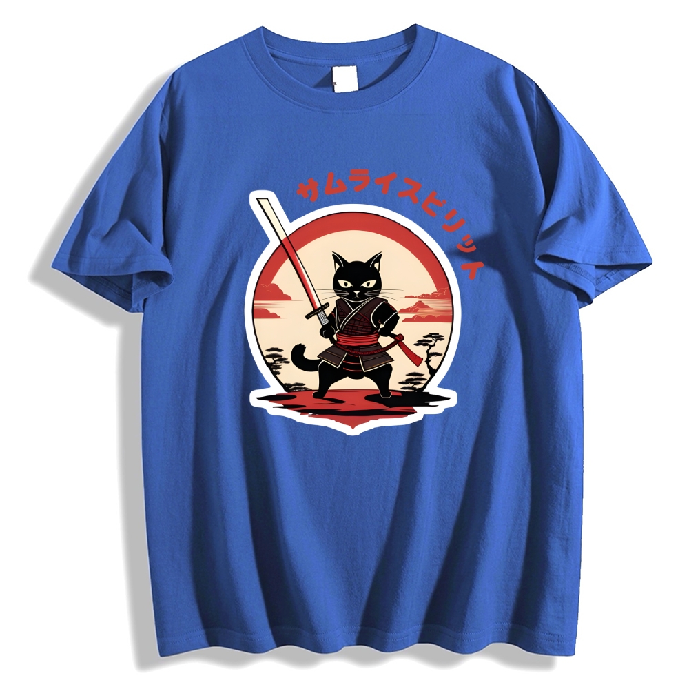 Japanese Cat Samurai Men's Classic Cotton T-Shirt
