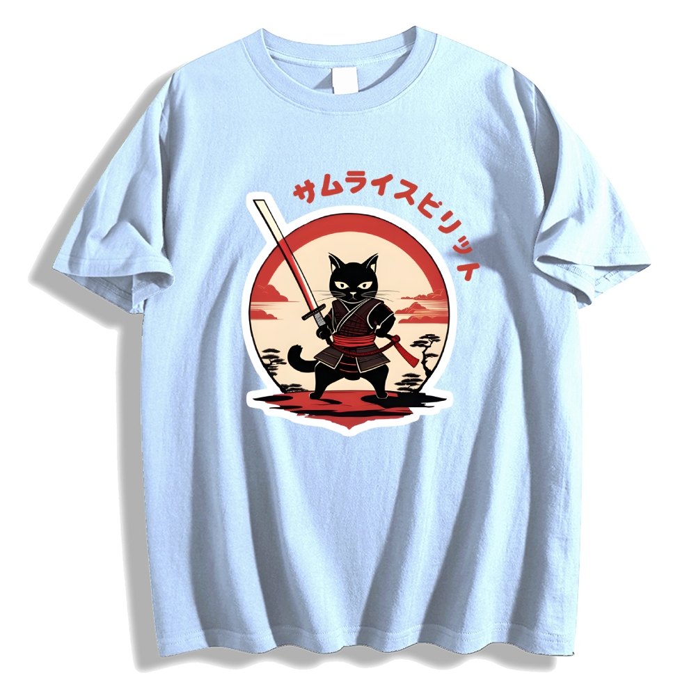 Japanese Cat Samurai Men's Classic Cotton T-Shirt
