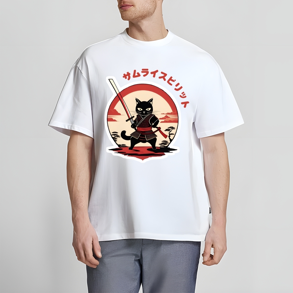 Japanese Cat Samurai Men's Classic Cotton T-Shirt