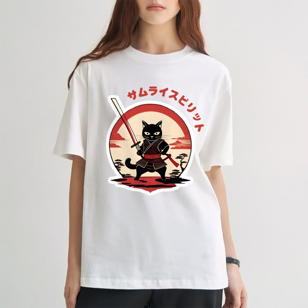 Japanese Cat Samurai Men's Classic Cotton T-Shirt