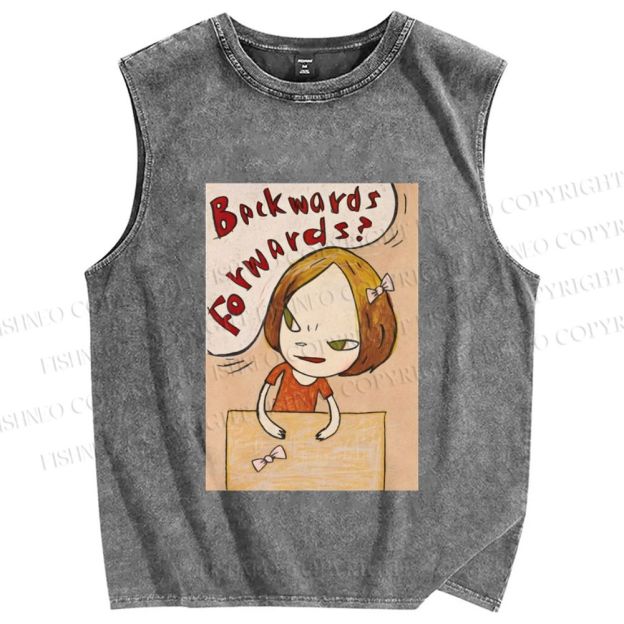 Unisex Yoshitomo Nara Backwards & Forwards Printed Washed Tank Top