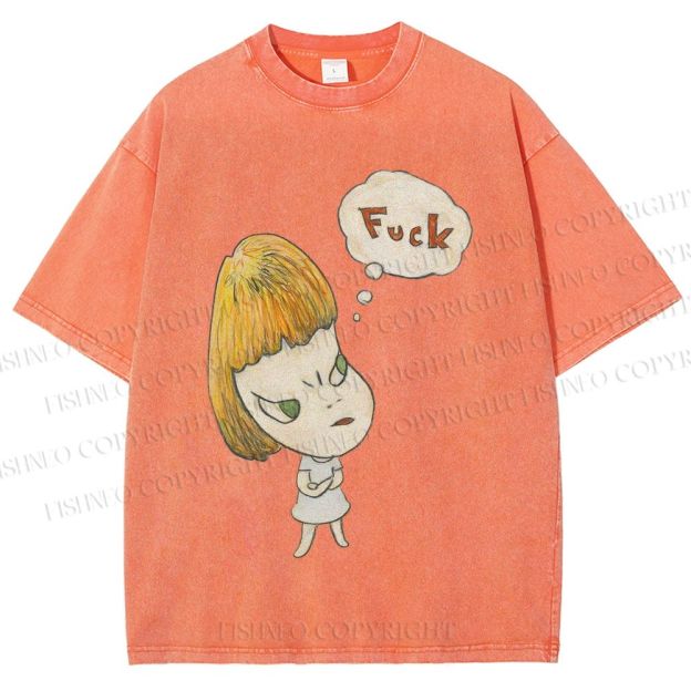 Unisex Yoshitomo Nara Fuck Printed Washed Tee