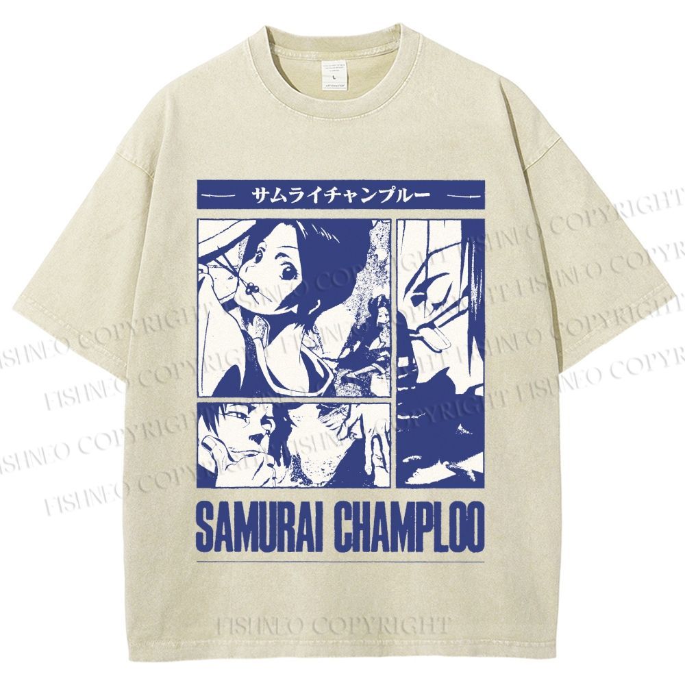 Unisex Samurai Champloo Printed Washed Tee