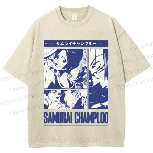 Unisex Samurai Champloo Printed Washed Tee