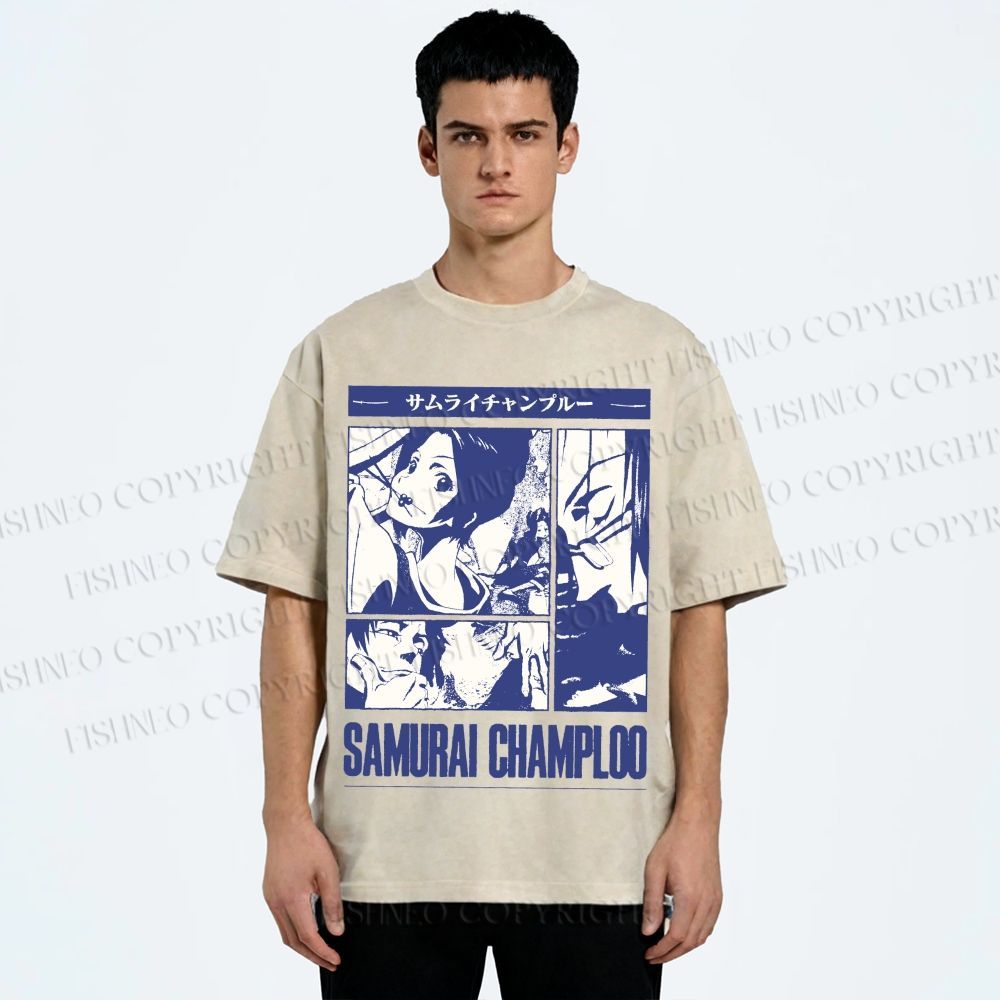 Unisex Samurai Champloo Printed Washed Tee