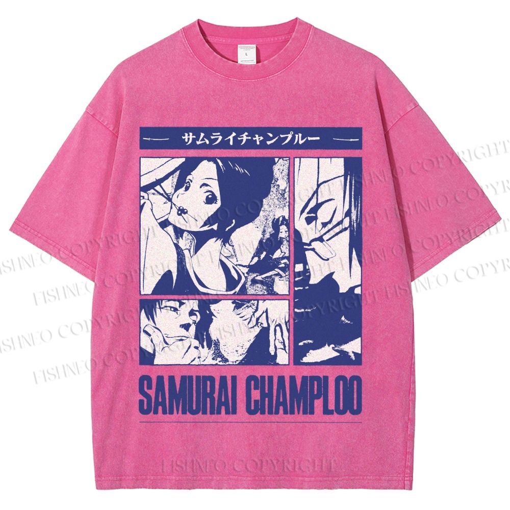 Unisex Samurai Champloo Printed Washed Tee
