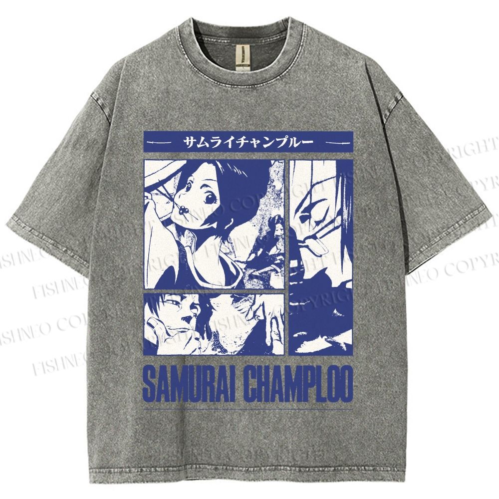 Unisex Samurai Champloo Printed Washed Tee