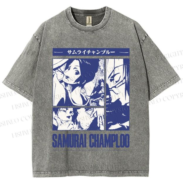 Unisex Samurai Champloo Printed Washed Tee