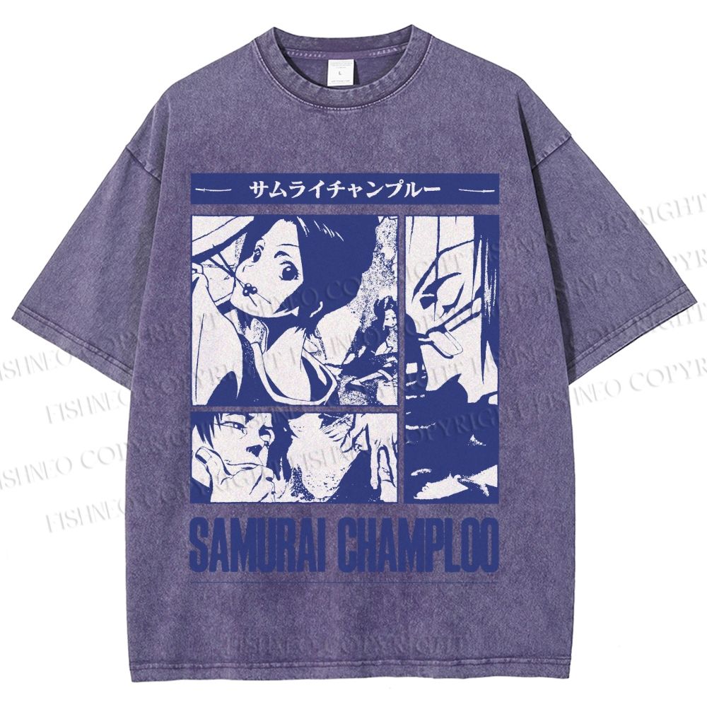 Unisex Samurai Champloo Printed Washed Tee