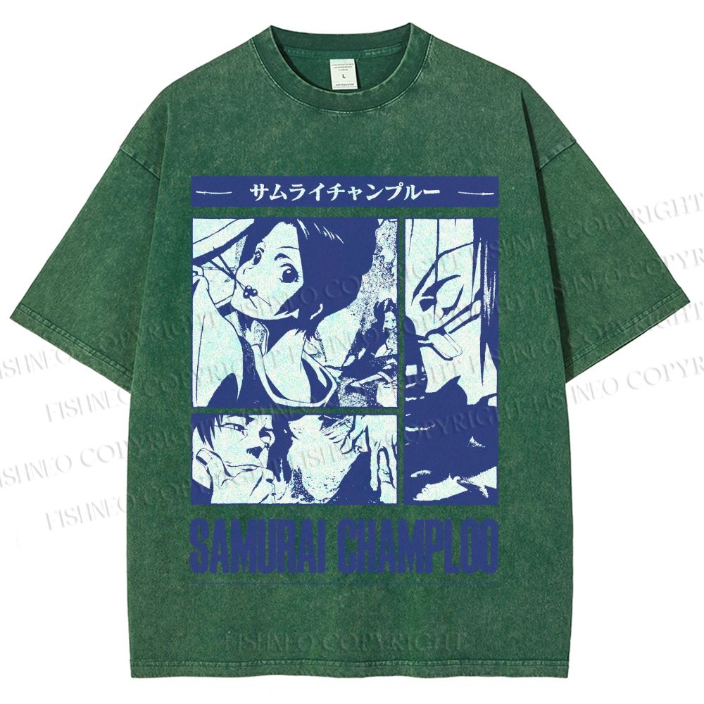 Unisex Samurai Champloo Printed Washed Tee