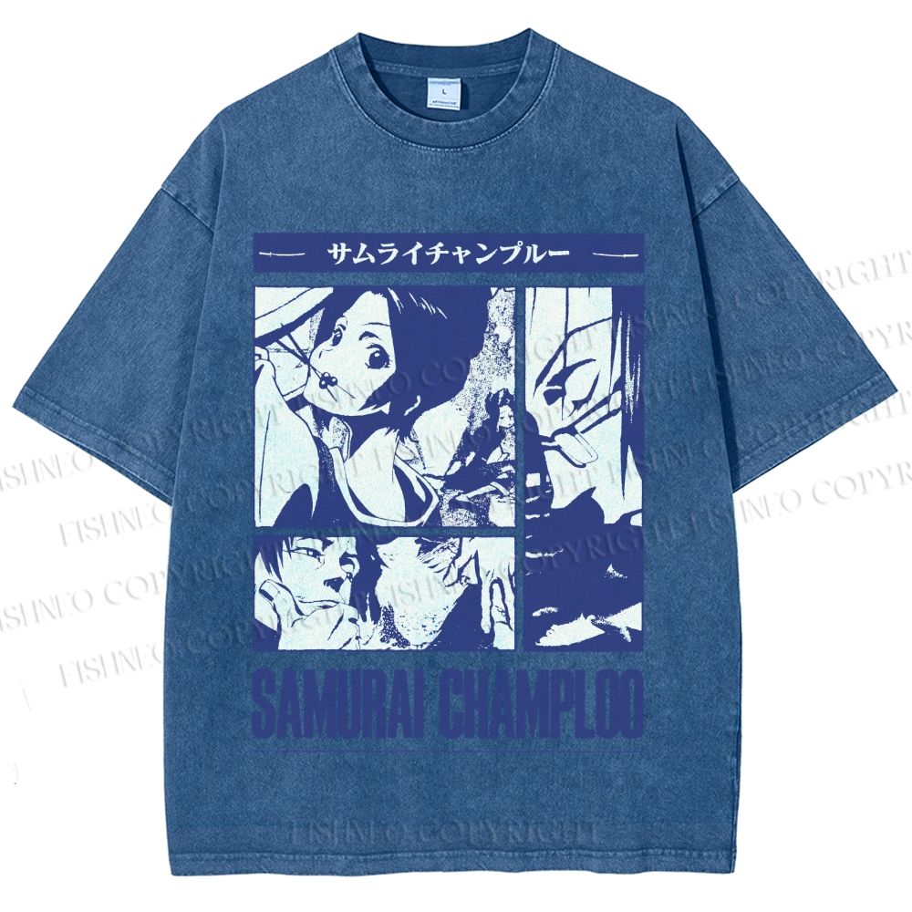 Unisex Samurai Champloo Printed Washed Tee