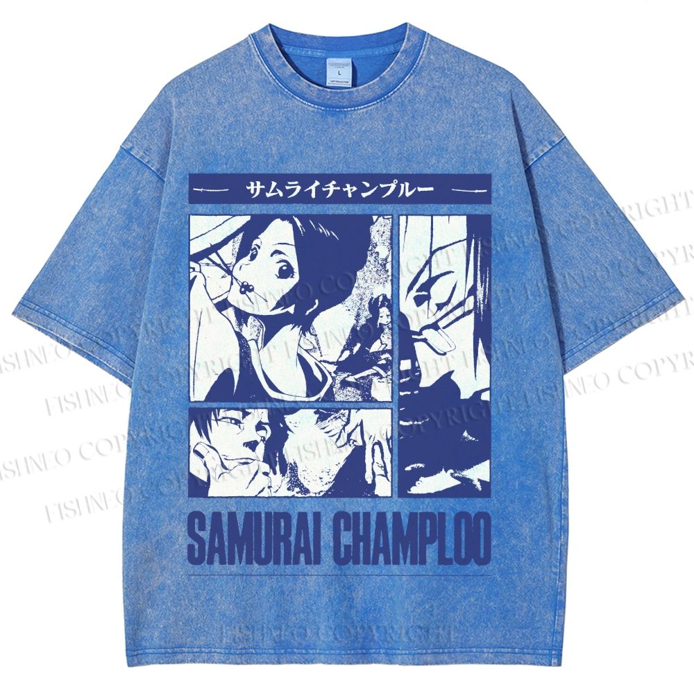 Unisex Samurai Champloo Printed Washed Tee