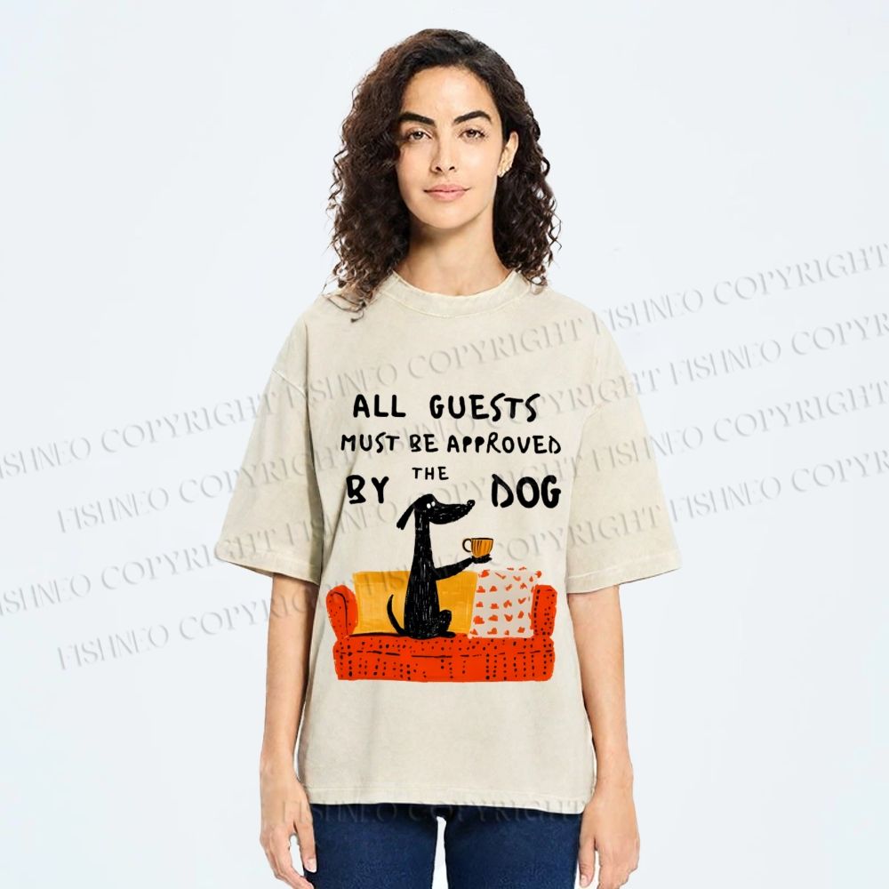 Unisex Dog-Approved Guest List Printed Washed Tee