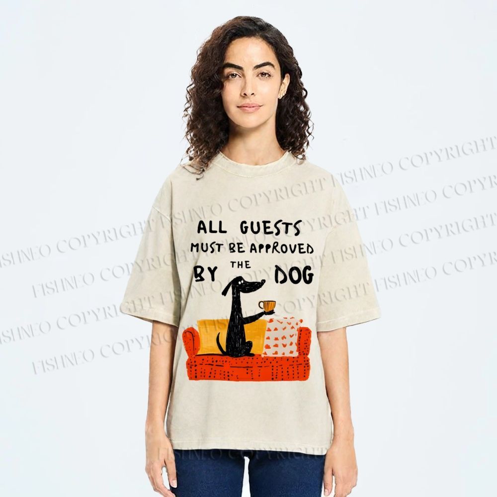 Unisex Dog-Approved Guest List Printed Washed Tee
