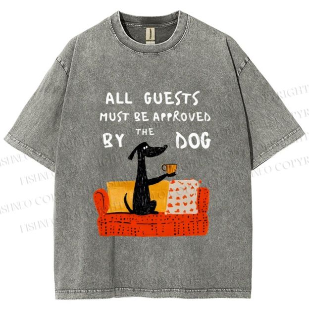Unisex Dog-Approved Guest List Printed Washed Tee