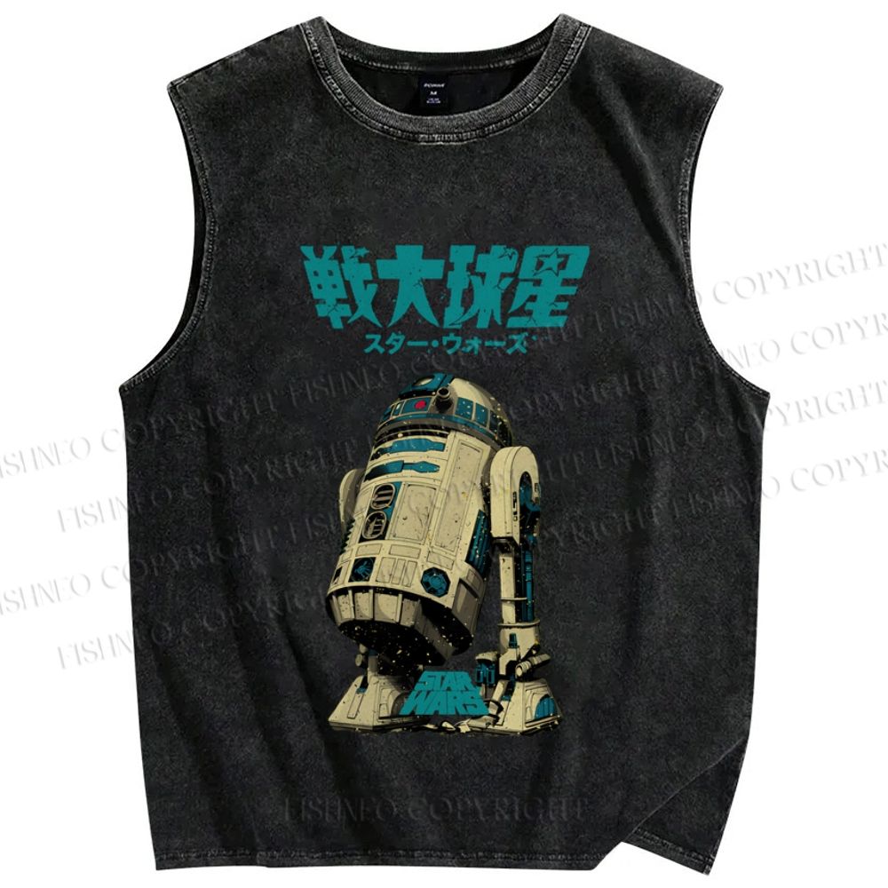 Unisex  Star Wars Japanese Printed Washed Tank Top