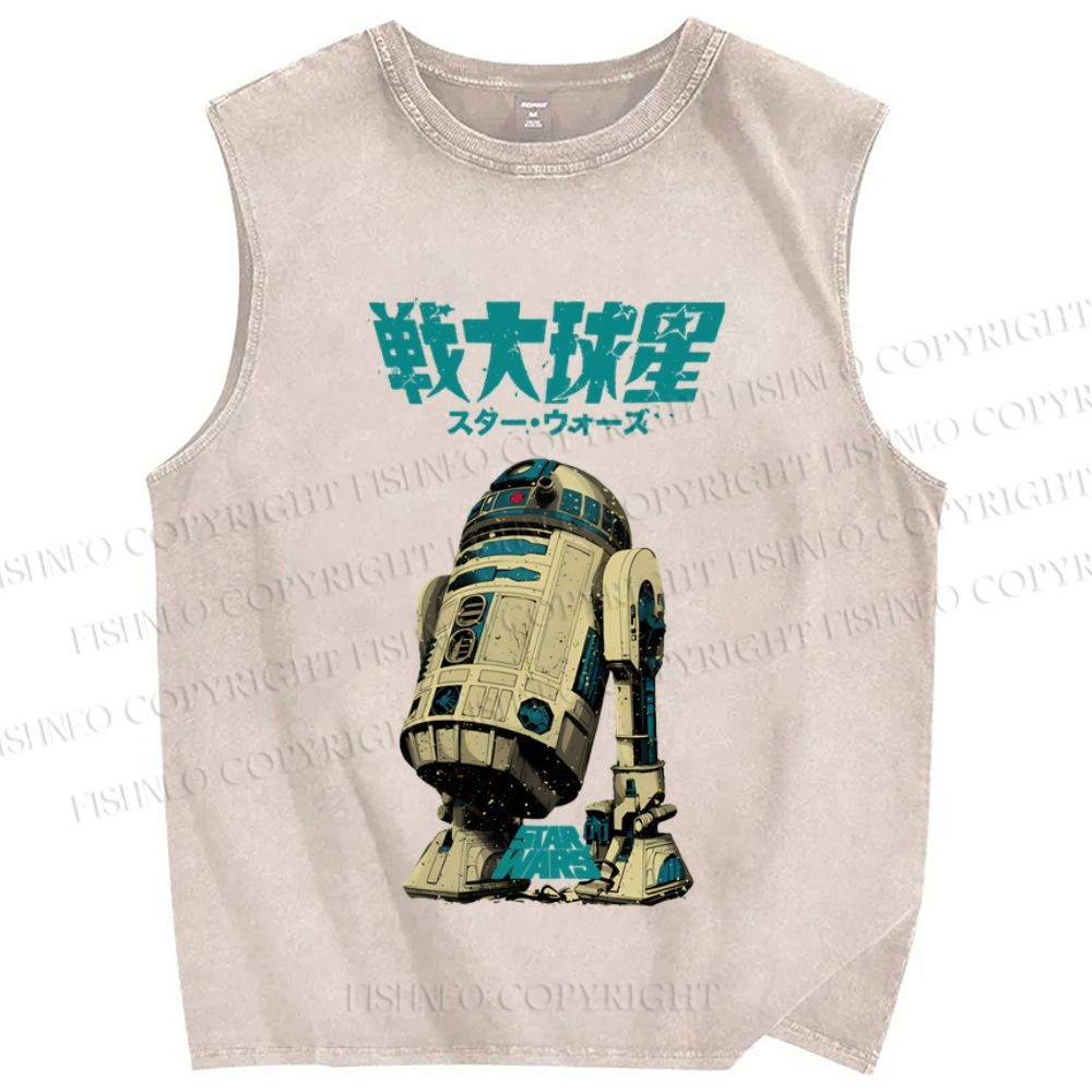Unisex  Star Wars Japanese Printed Washed Tank Top