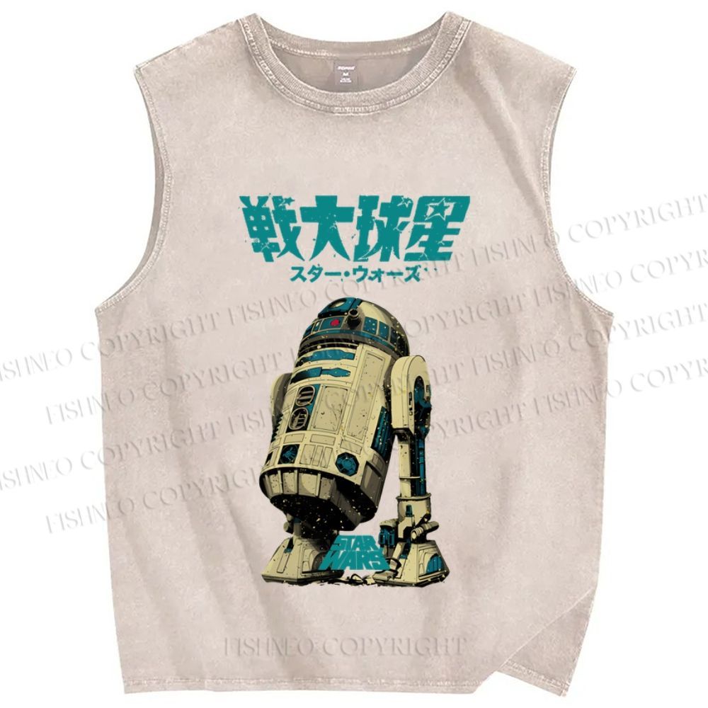 Unisex Star Wars Japanese Printed Washed Tank Top