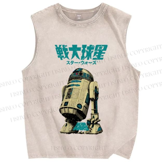 Unisex  Star Wars Japanese Printed Washed Tank Top