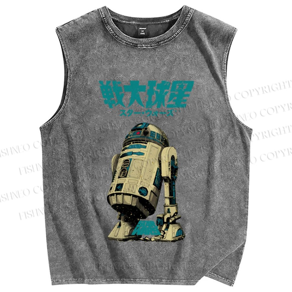 Unisex  Star Wars Japanese Printed Washed Tank Top